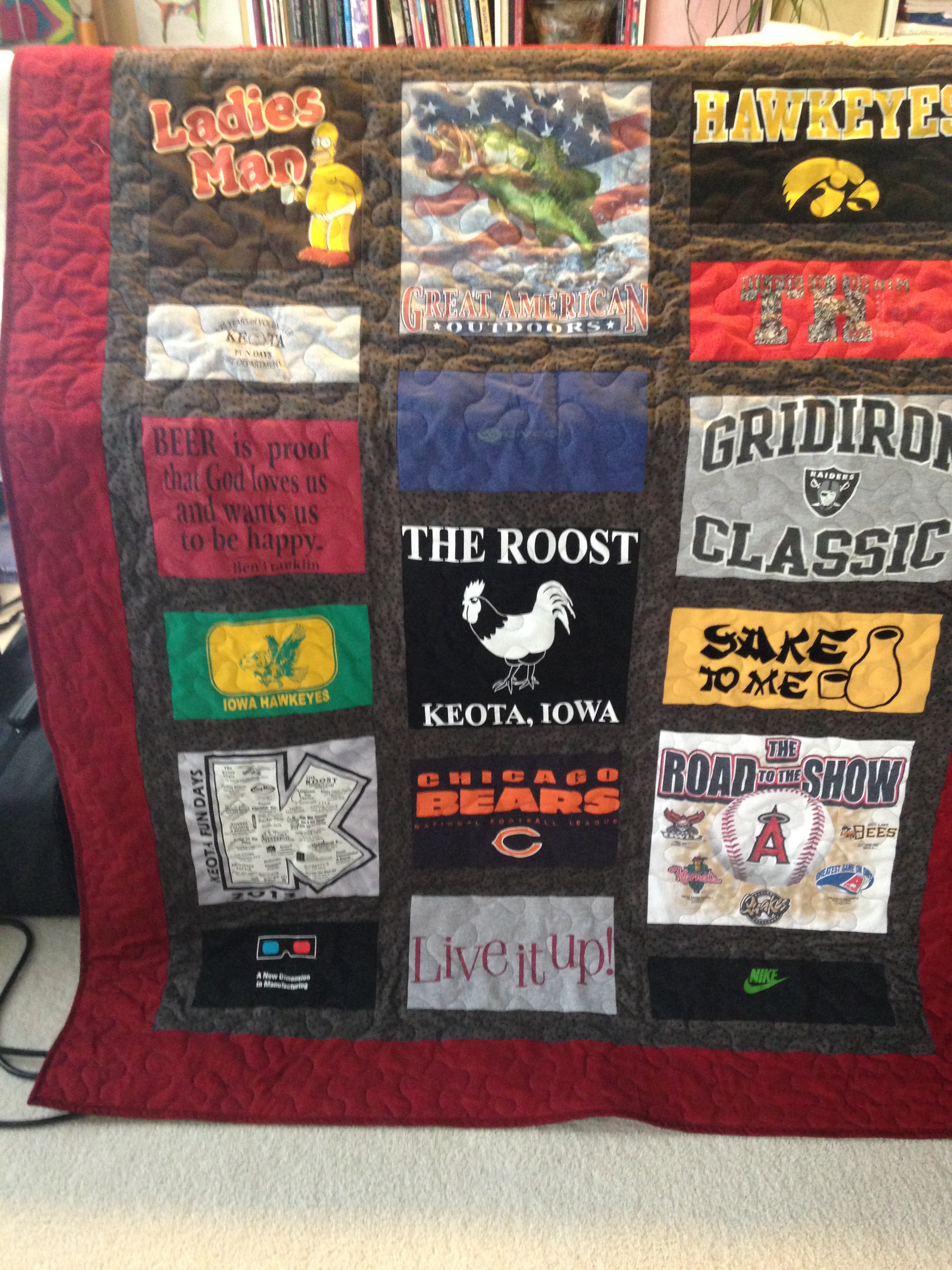 T shirt quilt created by Maria Denise Hall
