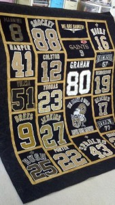 T shirt quilt made for New Orleans superfan!